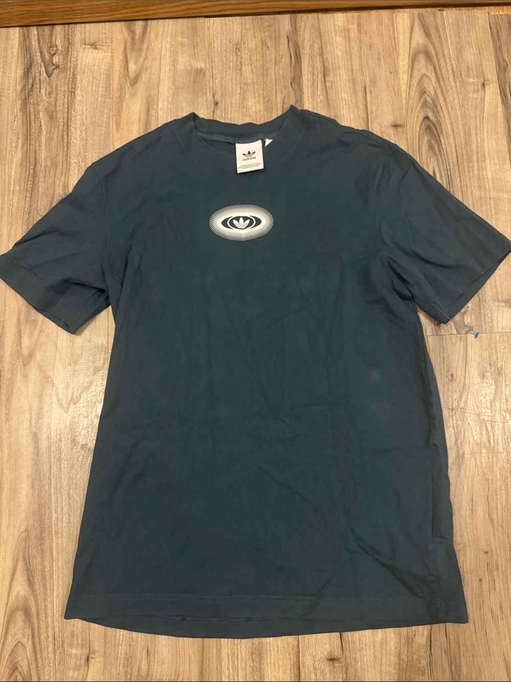 adidas Short Sleeve Tee in Dark Teal with Center Logo